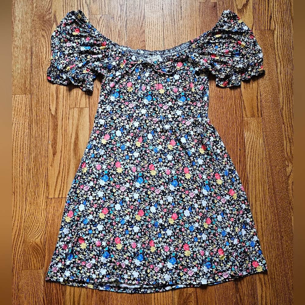 Off-the-shoulder Colorful Floral Dress